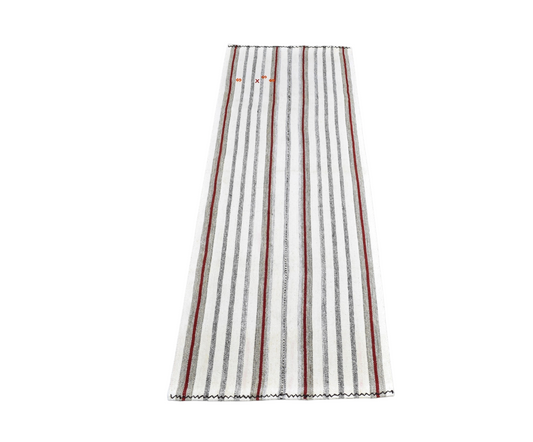 Yeni El Dokuma Benzersiz Ak Pamuklu Yörük Yün Kilim 7360