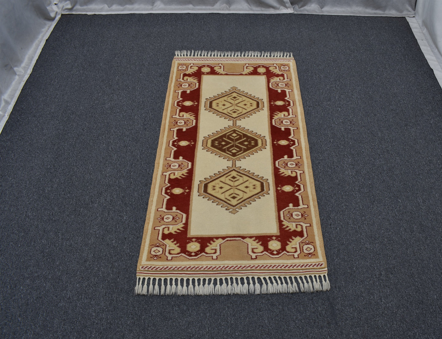 Yeni El Dokuma Modern Zarif Gemi Suyu Model Milas Yün Halı 7363