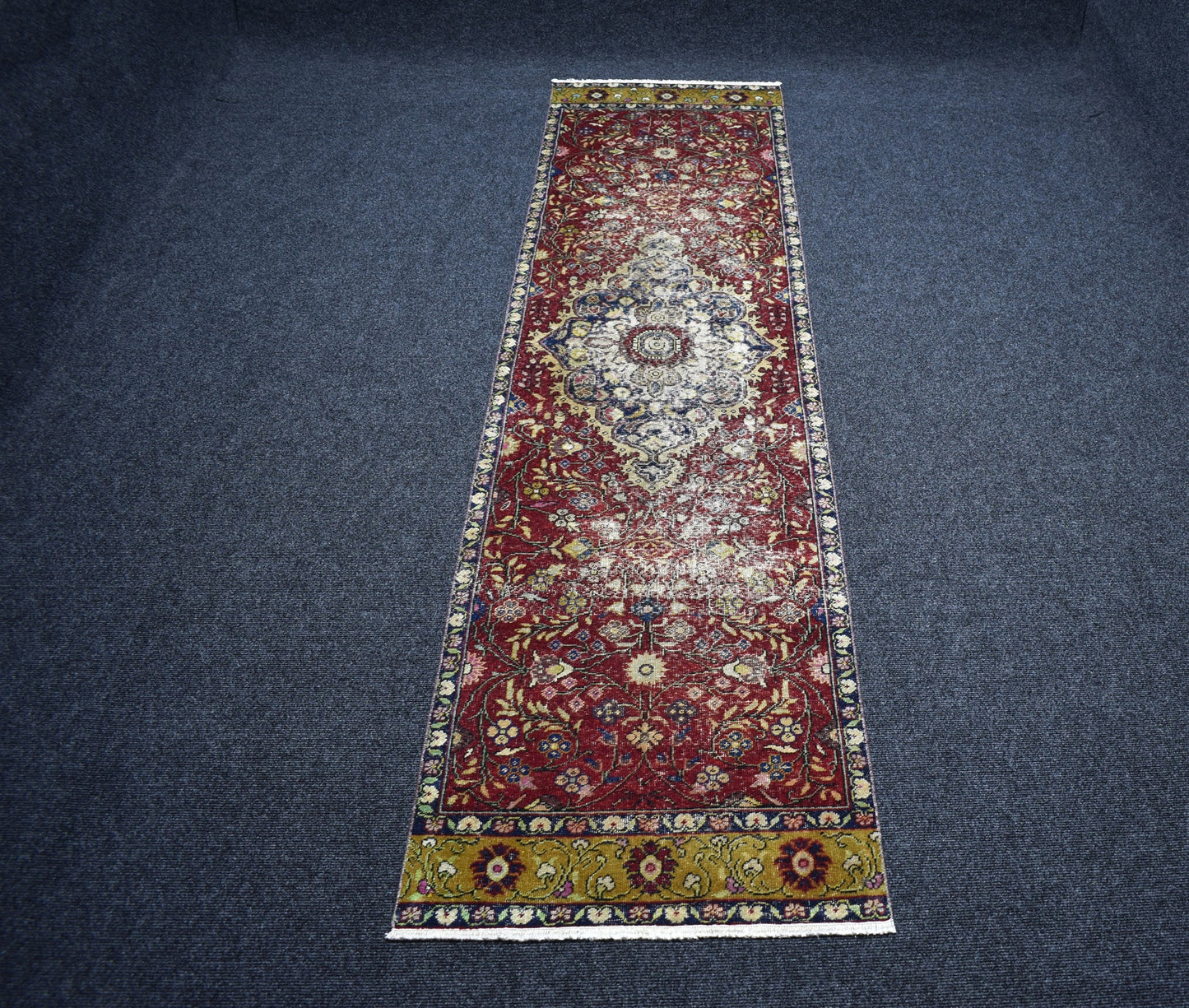 Vintage El Dokuma Ender Kayseri Yün Yolluk Halısı 7373