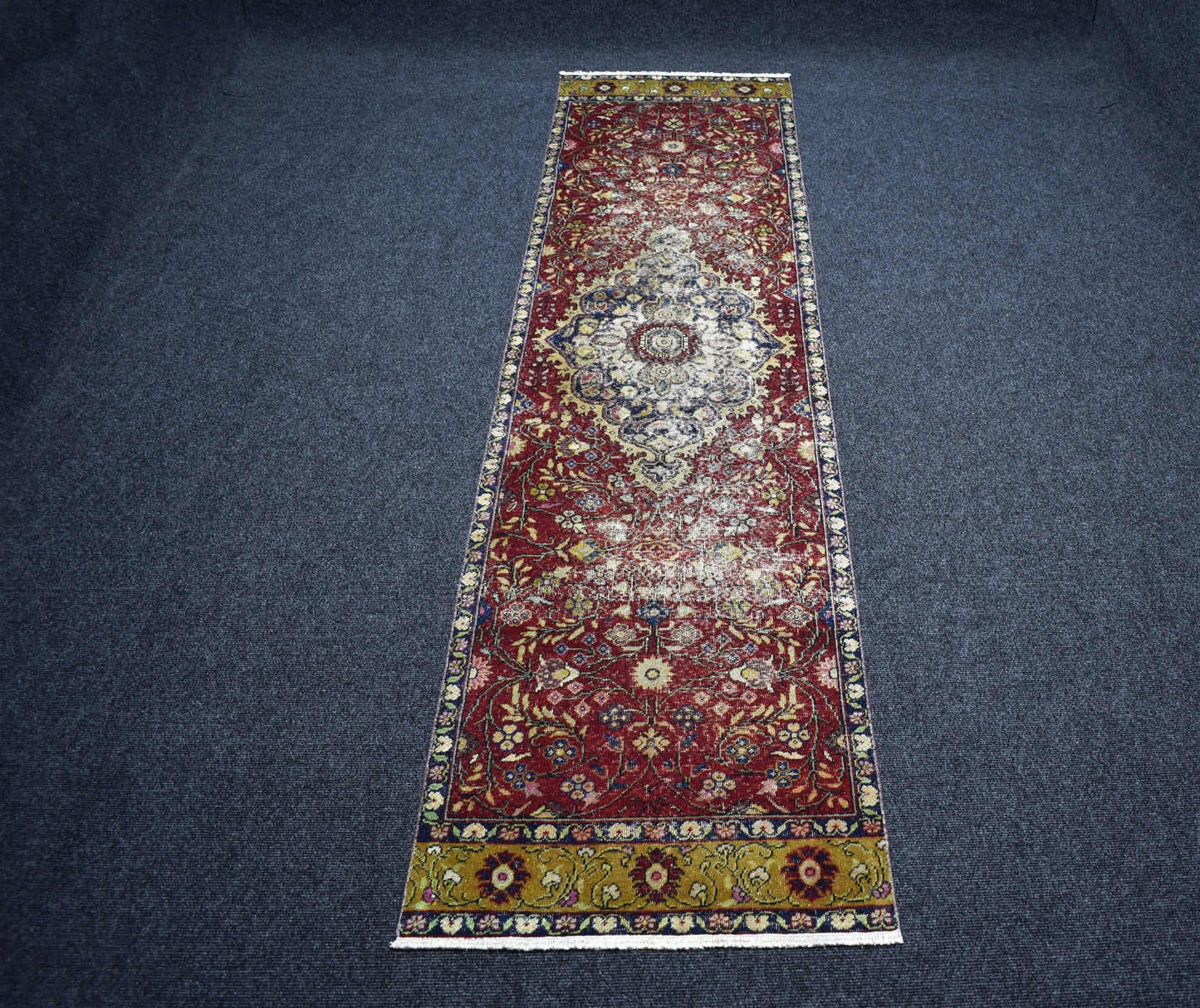 Vintage El Dokuma Ender Kayseri Yün Yolluk Halısı 7373