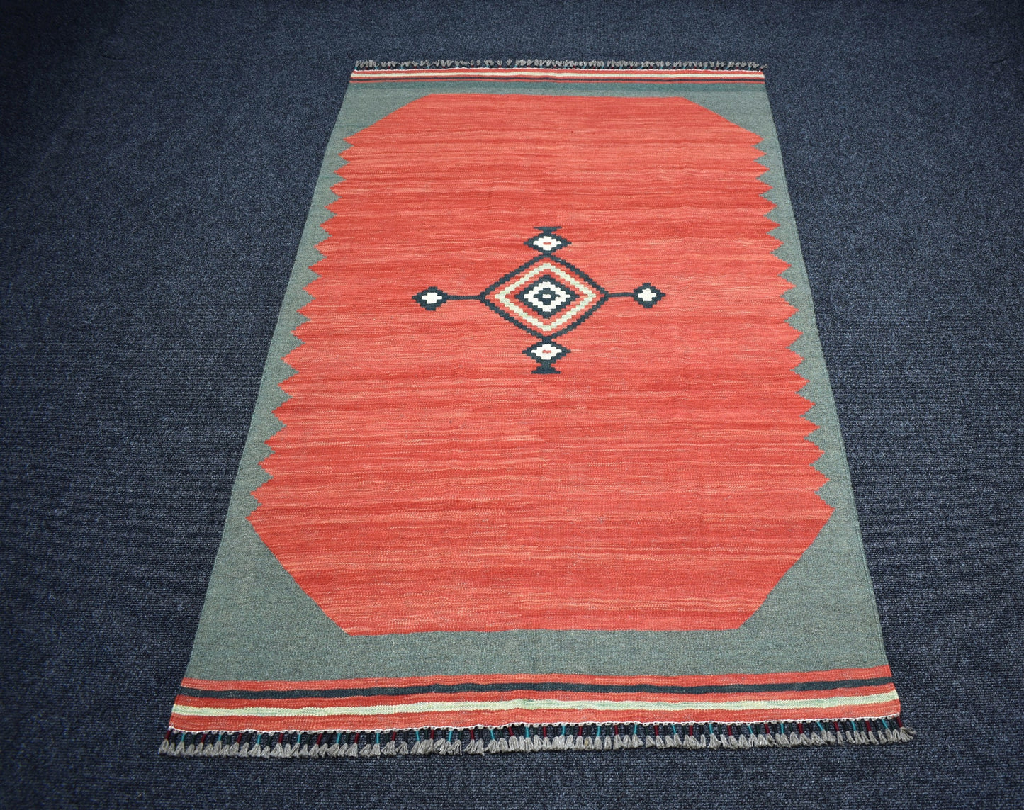 Yeni El Dokuma Benzersiz Bodrum Muğla Yörük Yün Kilim 7394