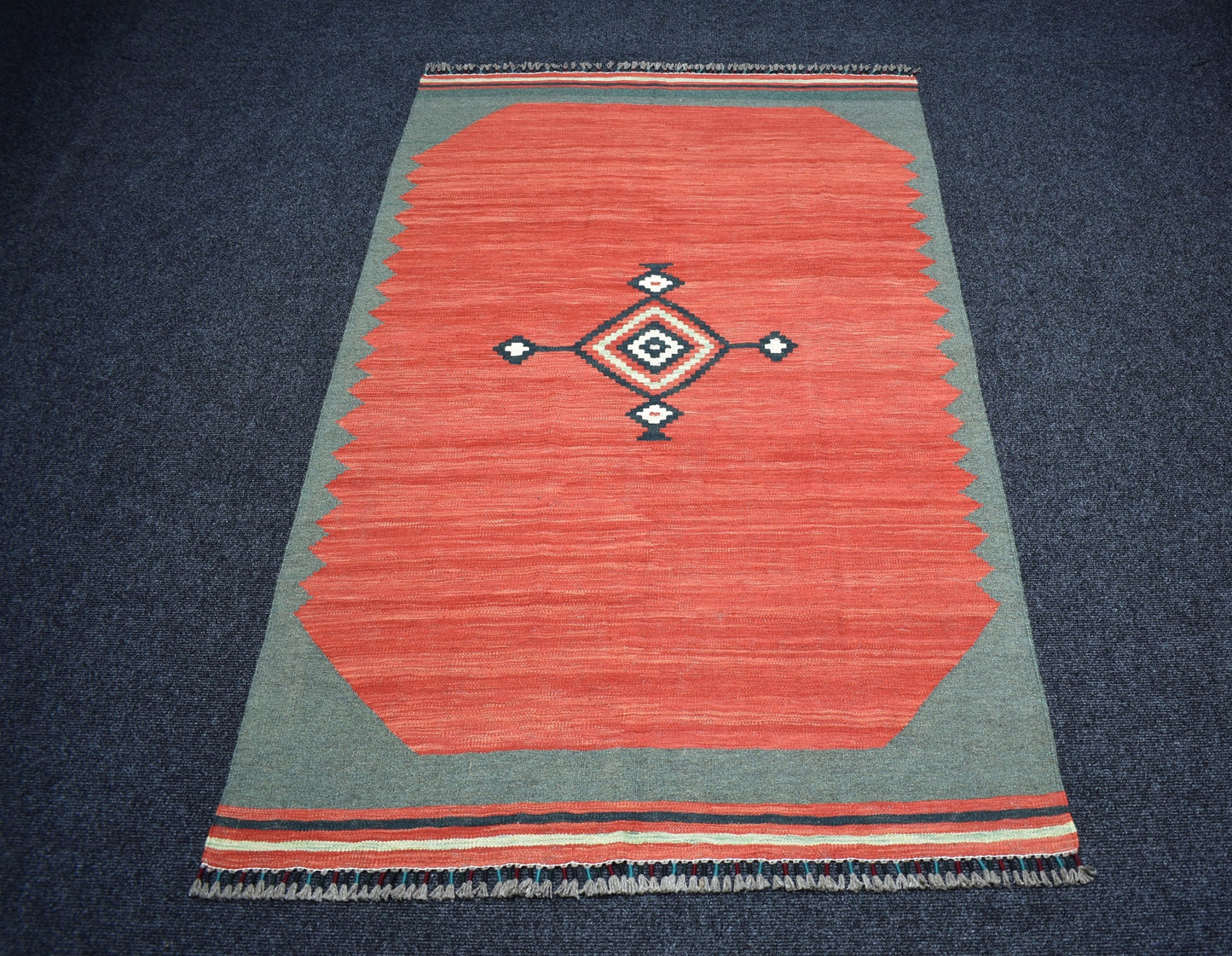 Yeni El Dokuma Benzersiz Bodrum Muğla Yörük Yün Kilim 7394