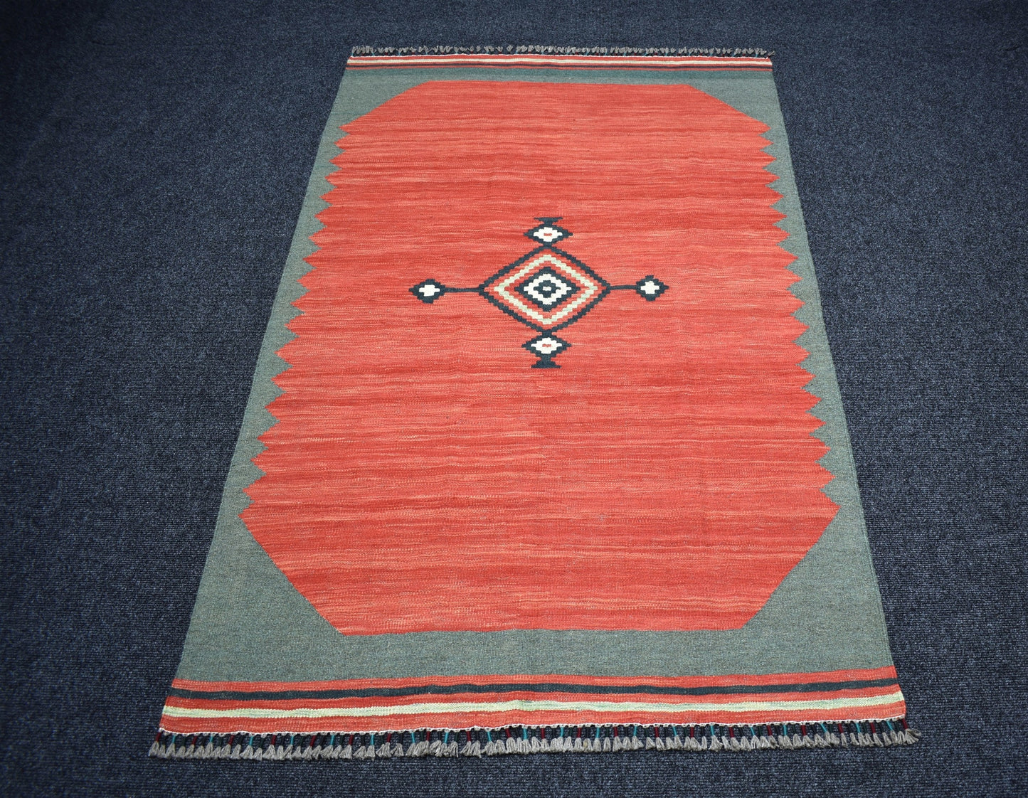 Yeni El Dokuma Benzersiz Bodrum Muğla Yörük Yün Kilim 7394