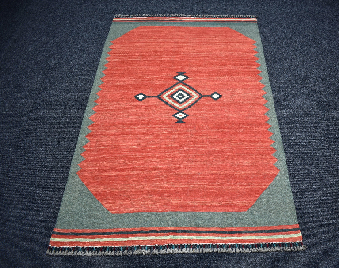Yeni El Dokuma Benzersiz Bodrum Muğla Yörük Yün Kilim 7394