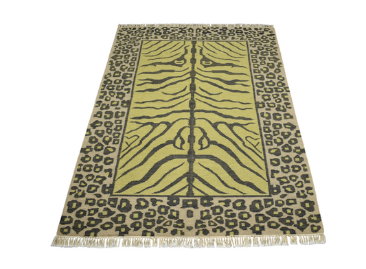 Yeni El Dokuma Modern Leopar Tasarım Yün Kilim 7395