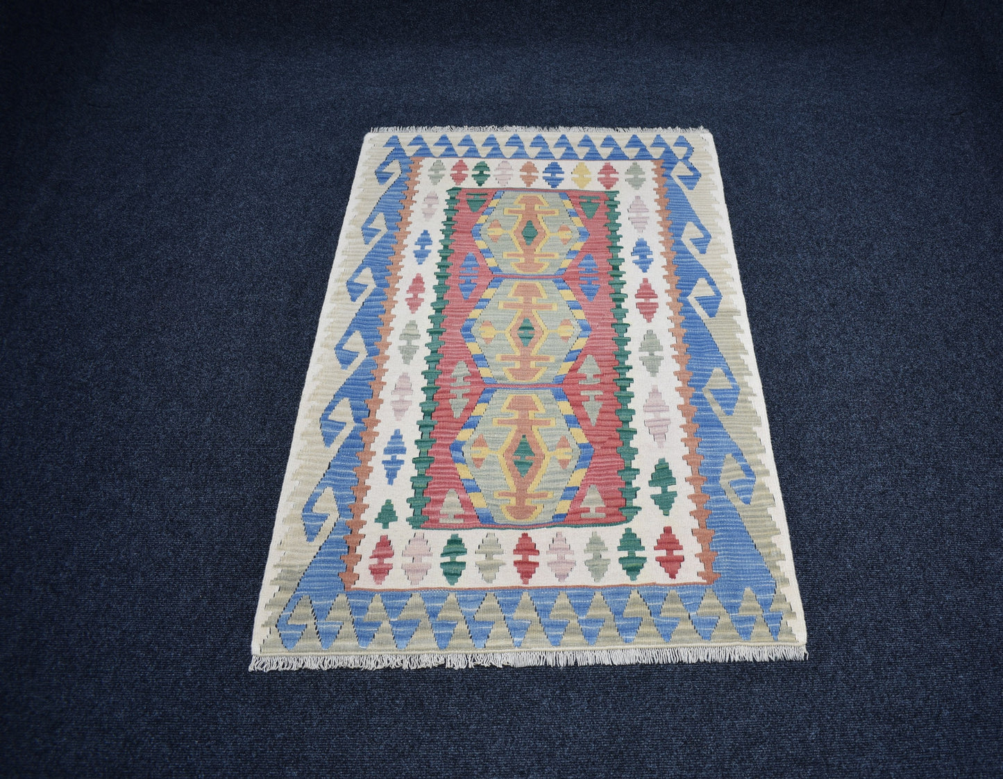Vintage El Dokuma Ender Pastel Pınarbaşı Kayseri Yün Kilim 7396