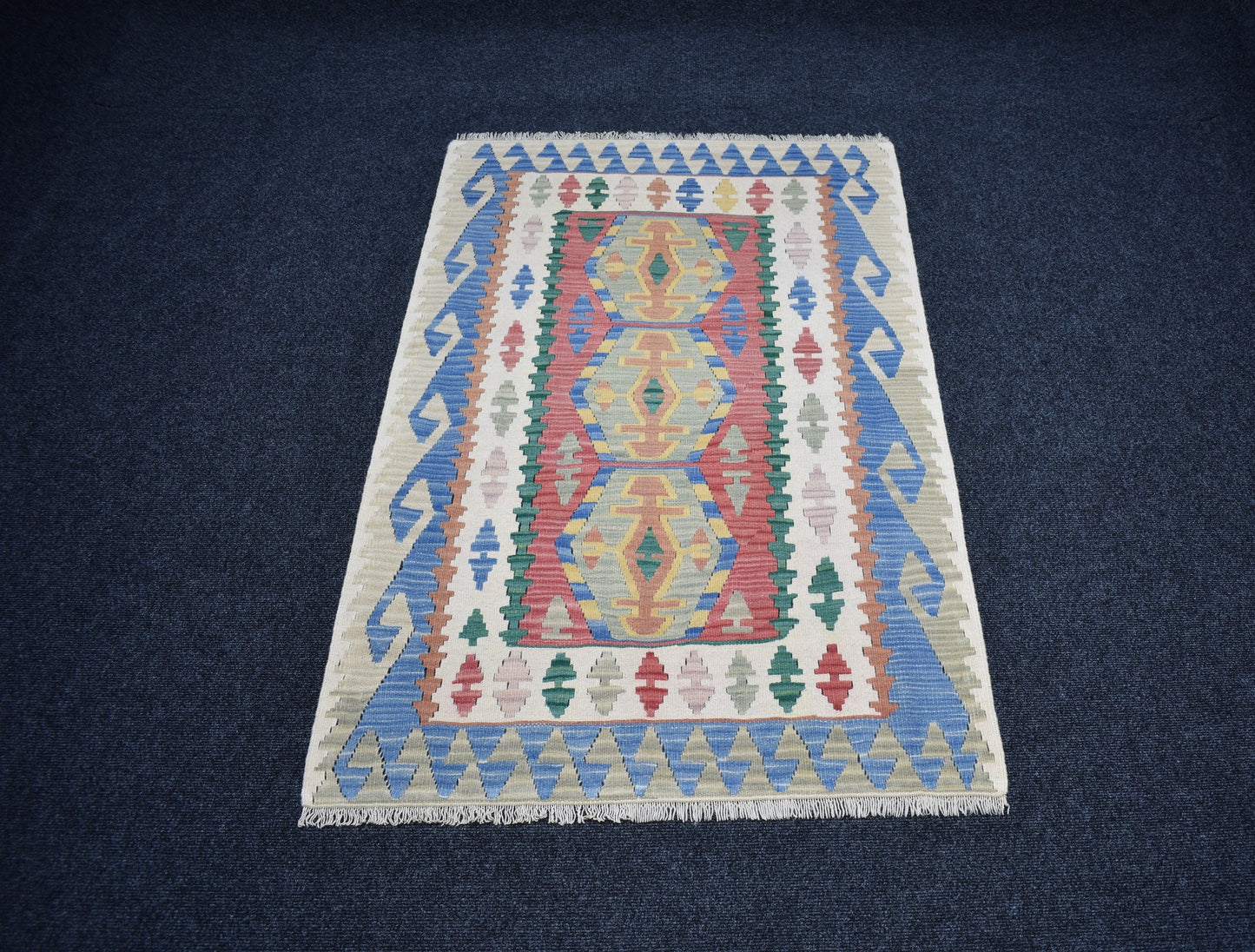 Vintage El Dokuma Ender Pastel Pınarbaşı Kayseri Yün Kilim 7396