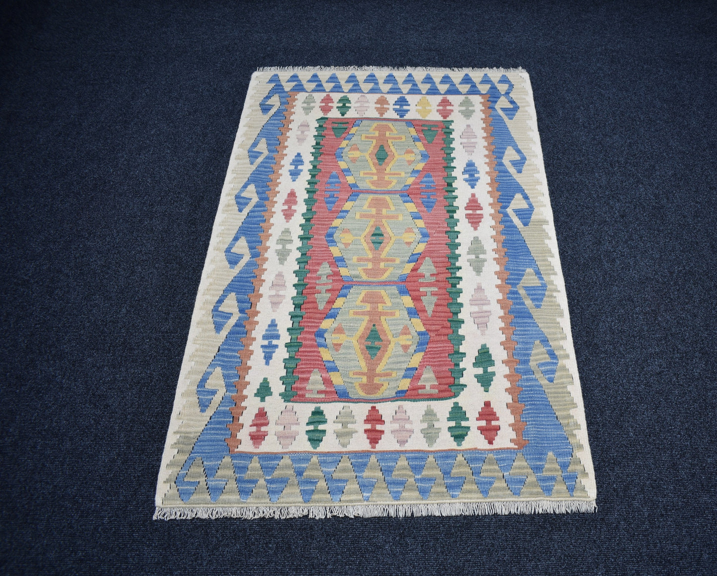 Vintage El Dokuma Ender Pastel Pınarbaşı Kayseri Yün Kilim 7396