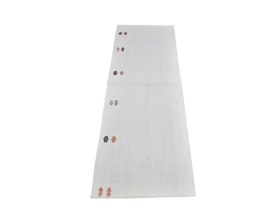 Yeni El Dokuma Sade Ak Pamuklu Yörük Yolluk Kilim 7397