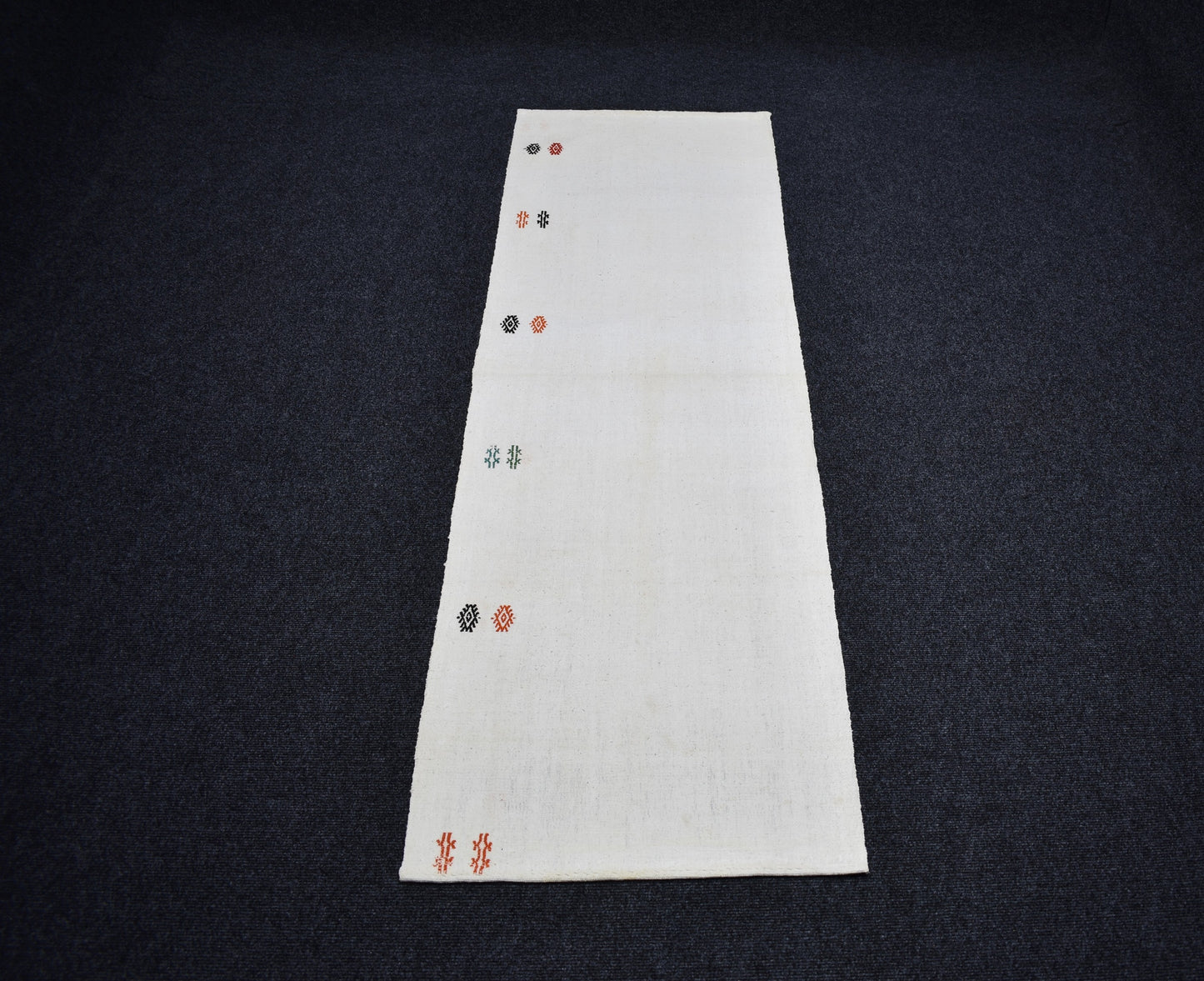 Yeni El Dokuma Sade Ak Pamuklu Yörük Yolluk Kilim 7397