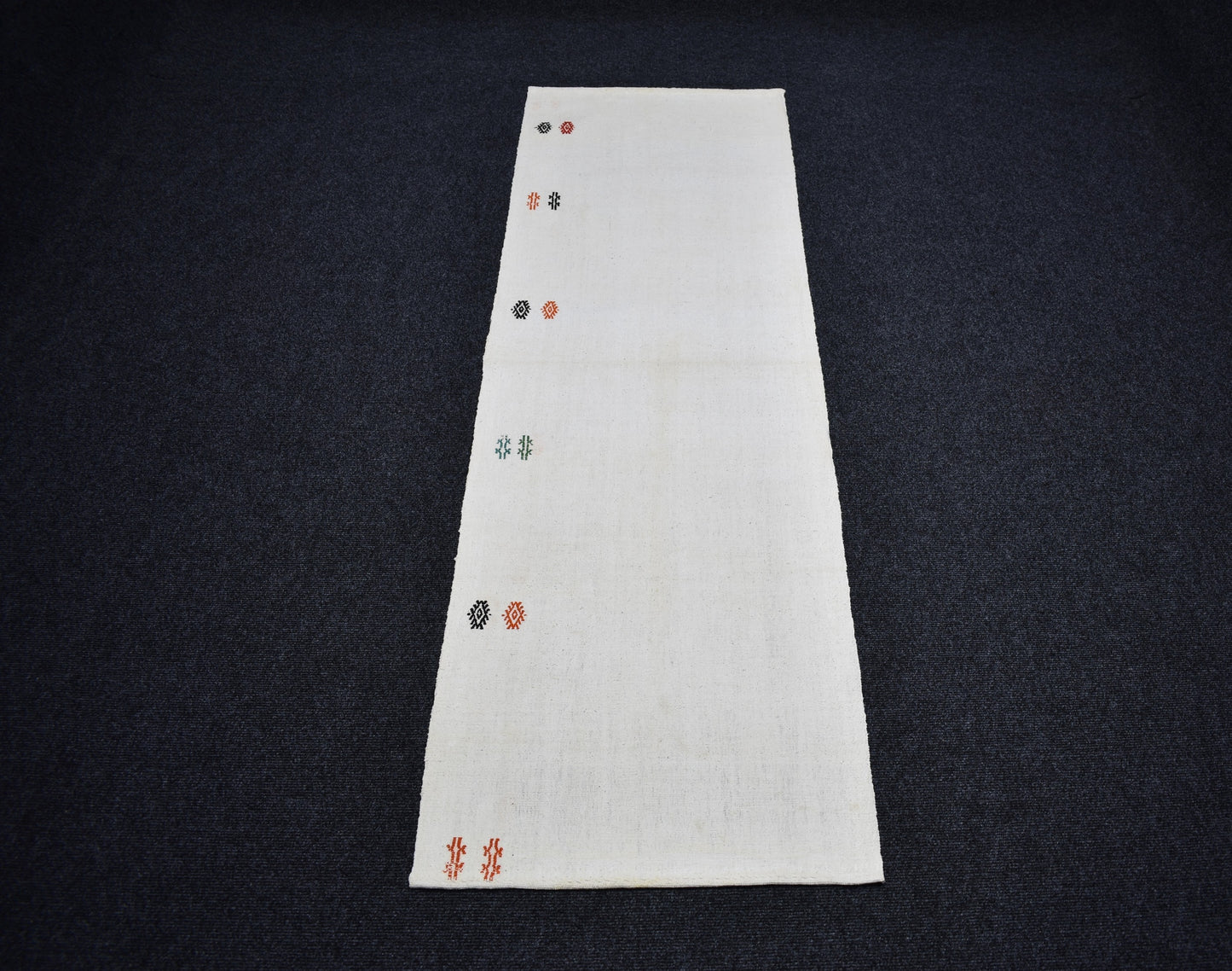 Yeni El Dokuma Sade Ak Pamuklu Yörük Yolluk Kilim 7397