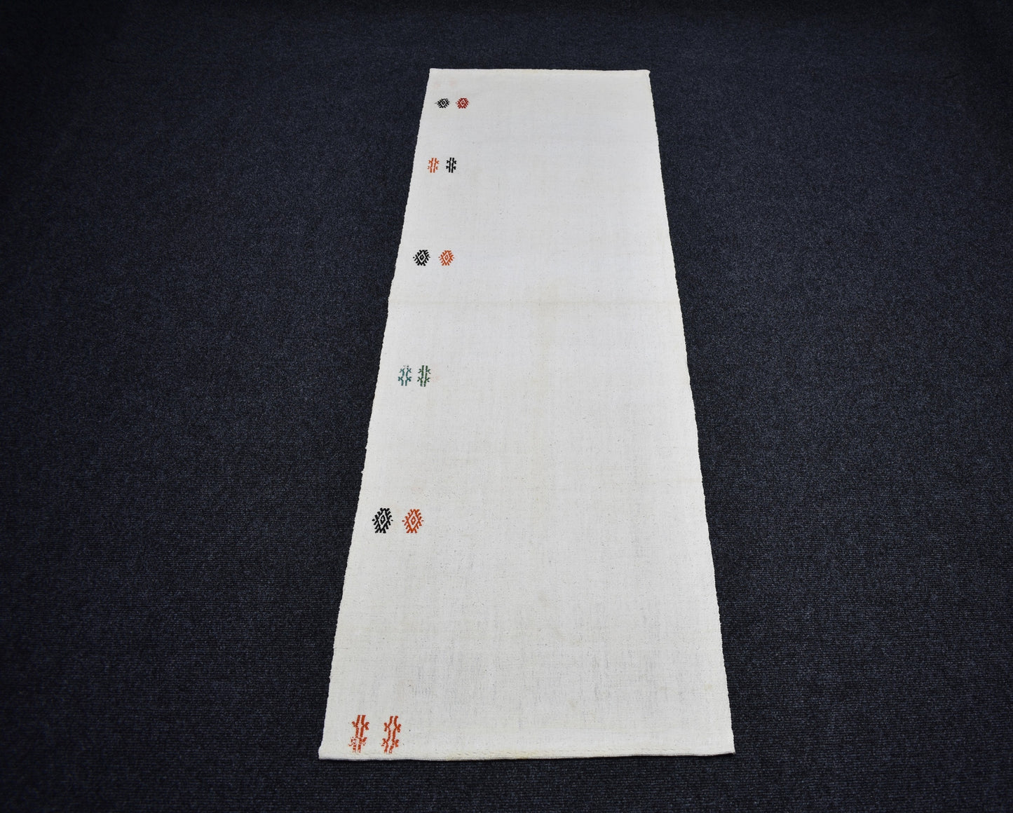 Yeni El Dokuma Sade Ak Pamuklu Yörük Yolluk Kilim 7397