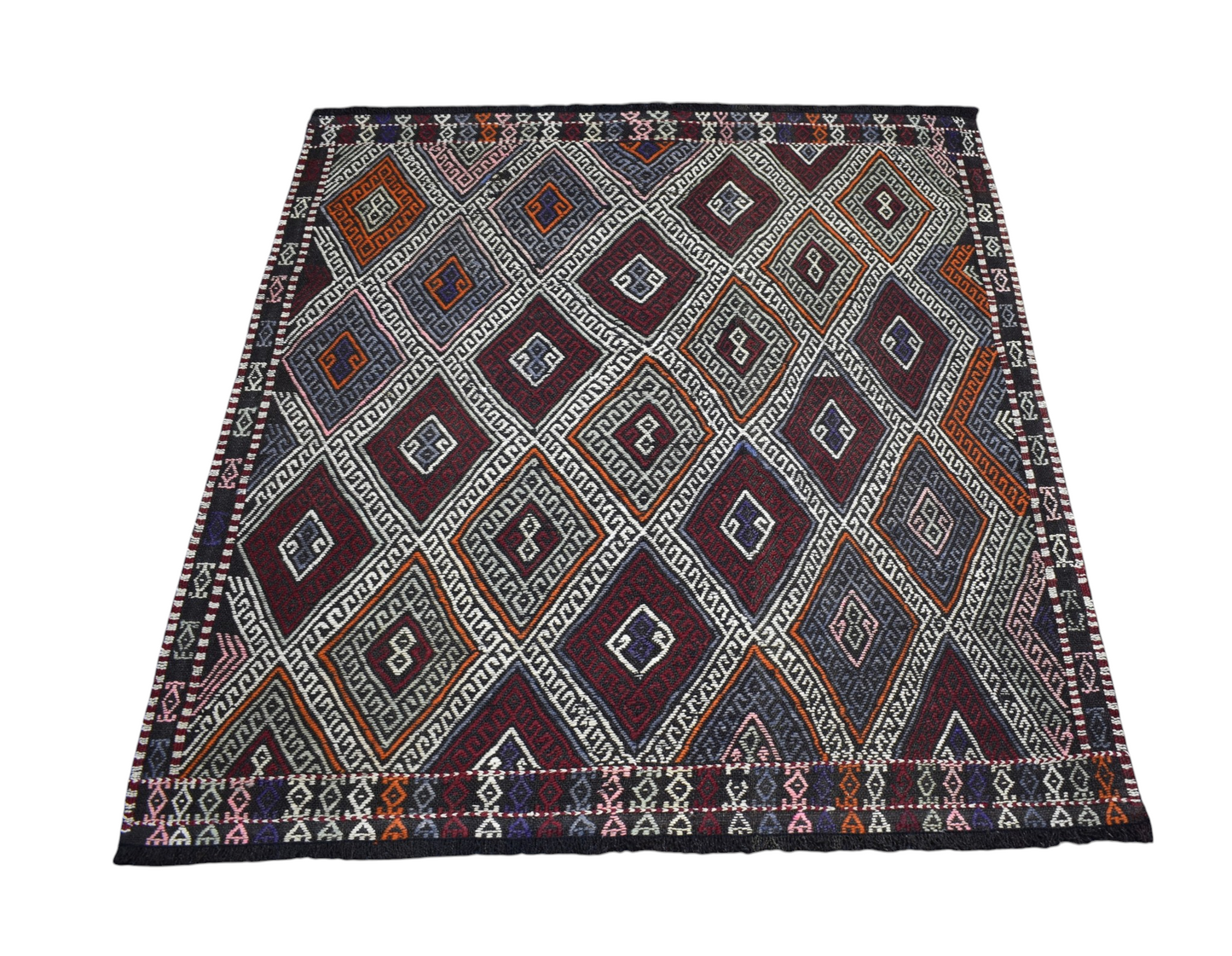 El Dokuma Görkemli Karakeçili Balıkesir Yörük Yün Cecim Kilim 7398