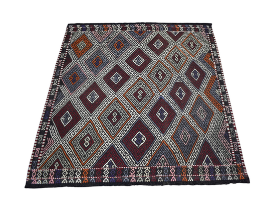 El Dokuma Görkemli Karakeçili Balıkesir Yörük Yün Cecim Kilim 7398