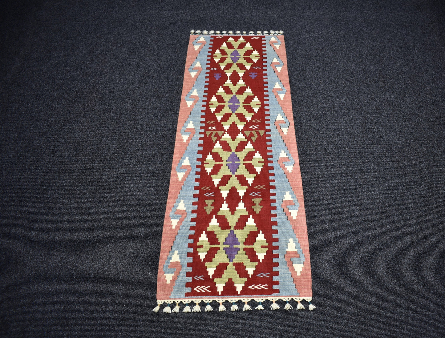 Yeni El Dokuma Modern Pınarbaşı Kayseri Yün Mini Yolluk Kilim 7404