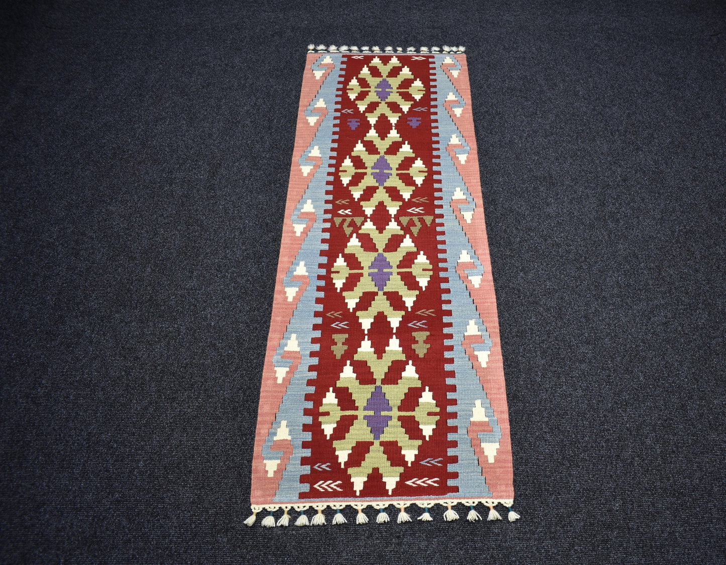 Yeni El Dokuma Modern Pınarbaşı Kayseri Yün Mini Yolluk Kilim 7404