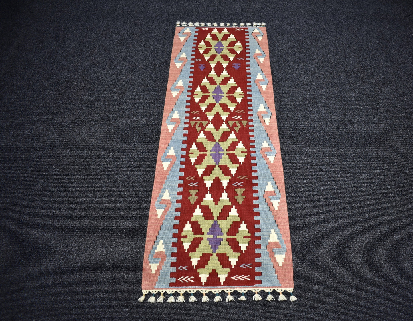 Yeni El Dokuma Modern Pınarbaşı Kayseri Yün Mini Yolluk Kilim 7404