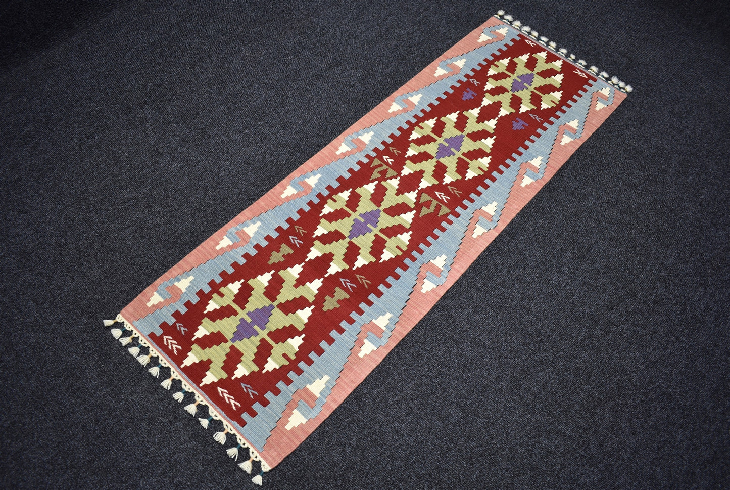 Yeni El Dokuma Modern Pınarbaşı Kayseri Yün Mini Yolluk Kilim 7404