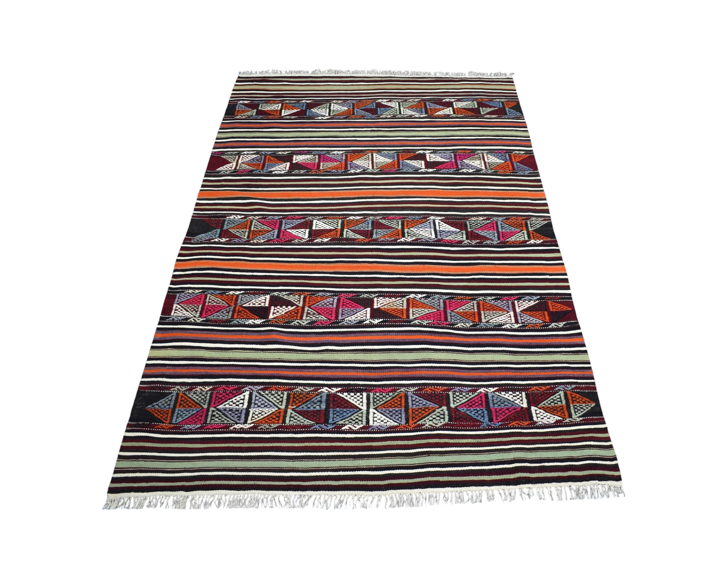 El Dokuma Benzersiz Balıkesir Kepsut Yörük Yün Cecim Kilim 7417