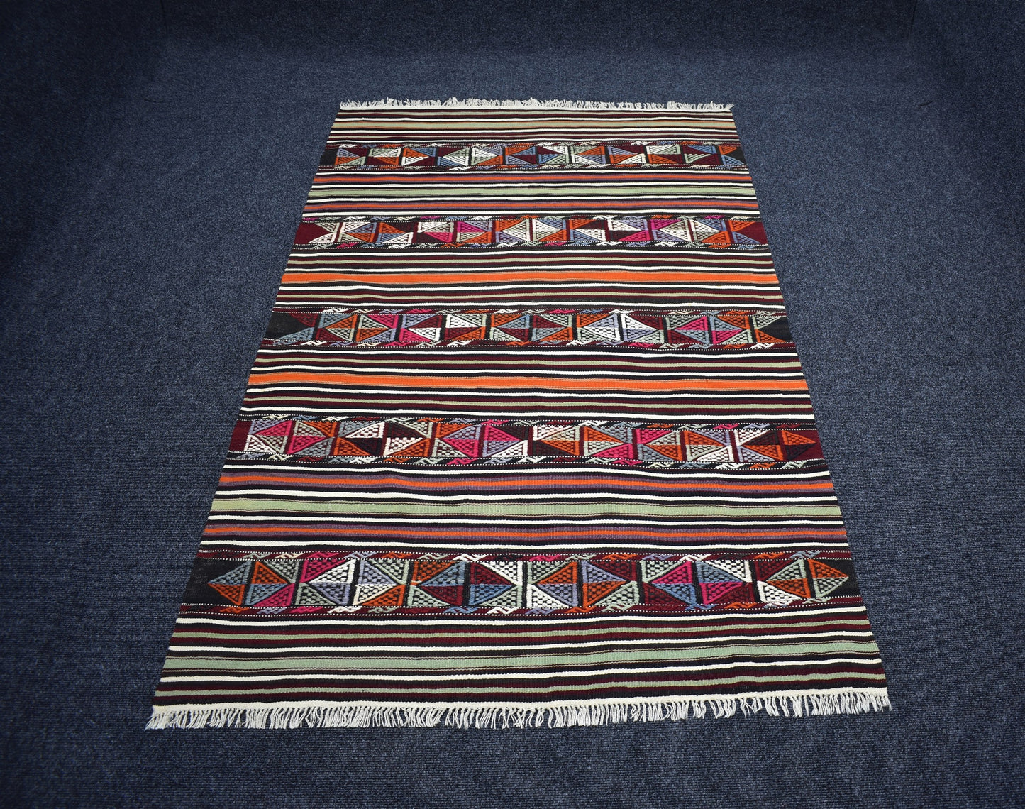 El Dokuma Benzersiz Balıkesir Kepsut Yörük Yün Cecim Kilim 7417