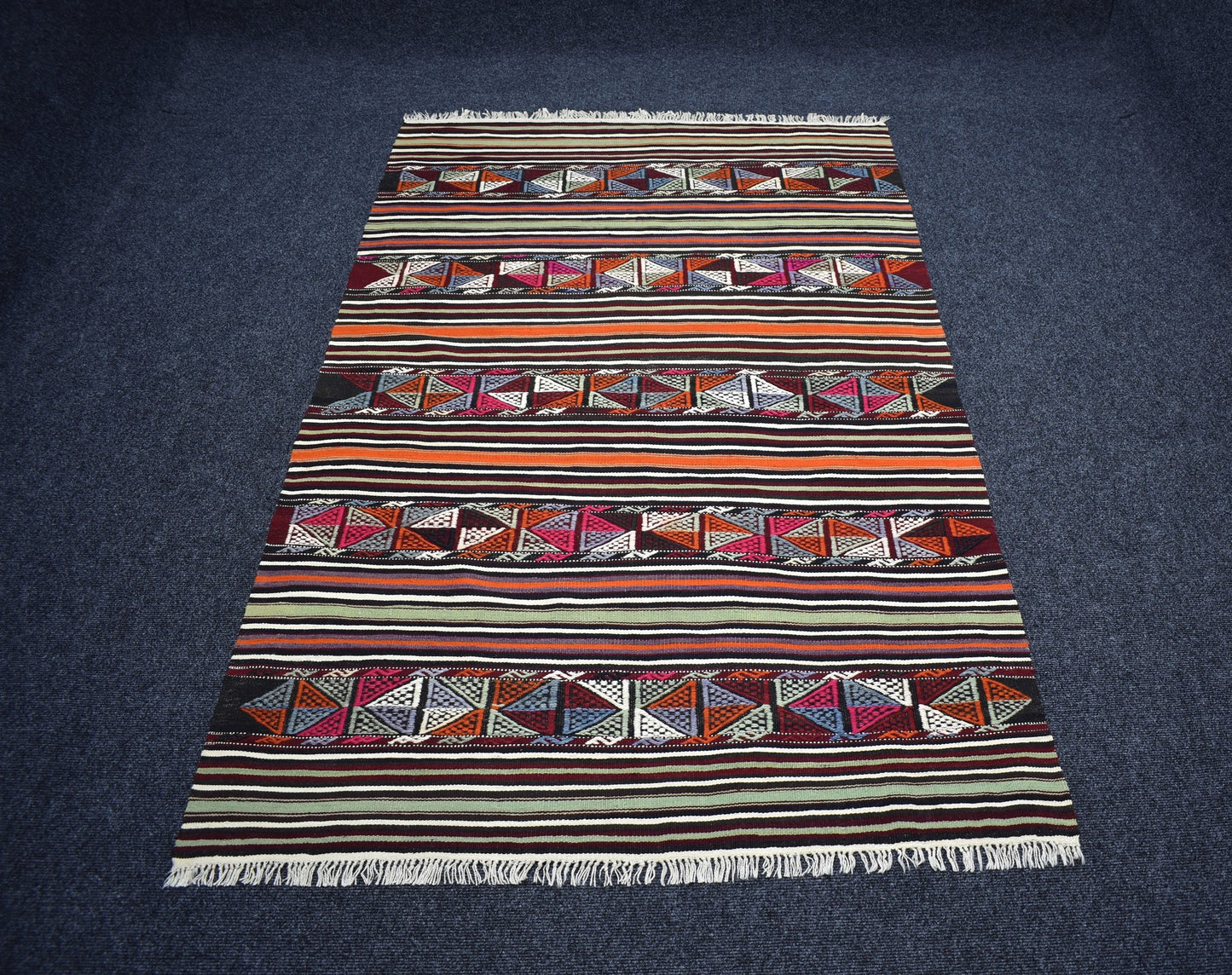 El Dokuma Benzersiz Balıkesir Kepsut Yörük Yün Cecim Kilim 7417