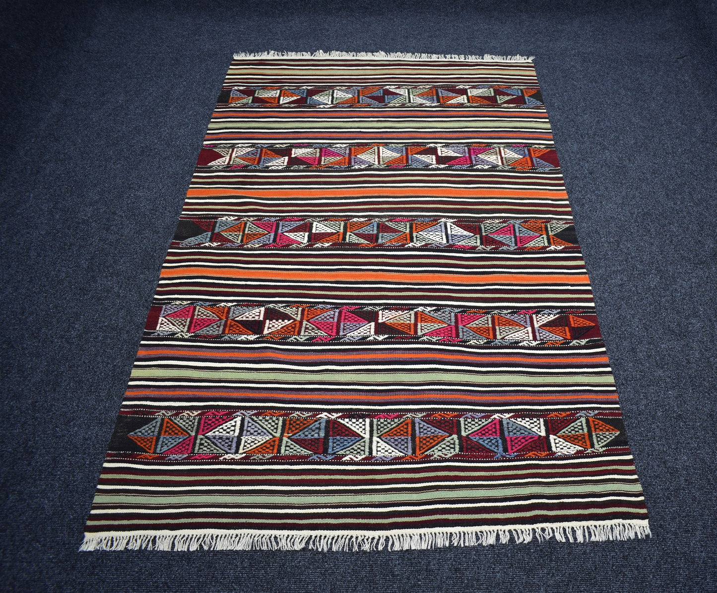 El Dokuma Benzersiz Balıkesir Kepsut Yörük Yün Cecim Kilim 7417