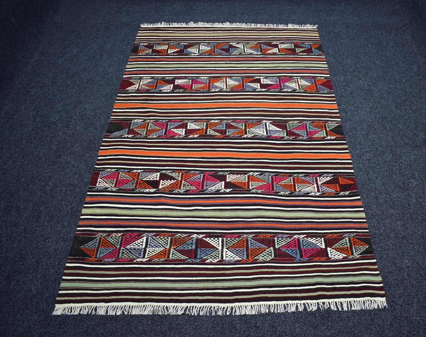 El Dokuma Benzersiz Balıkesir Kepsut Yörük Yün Cecim Kilim 7417