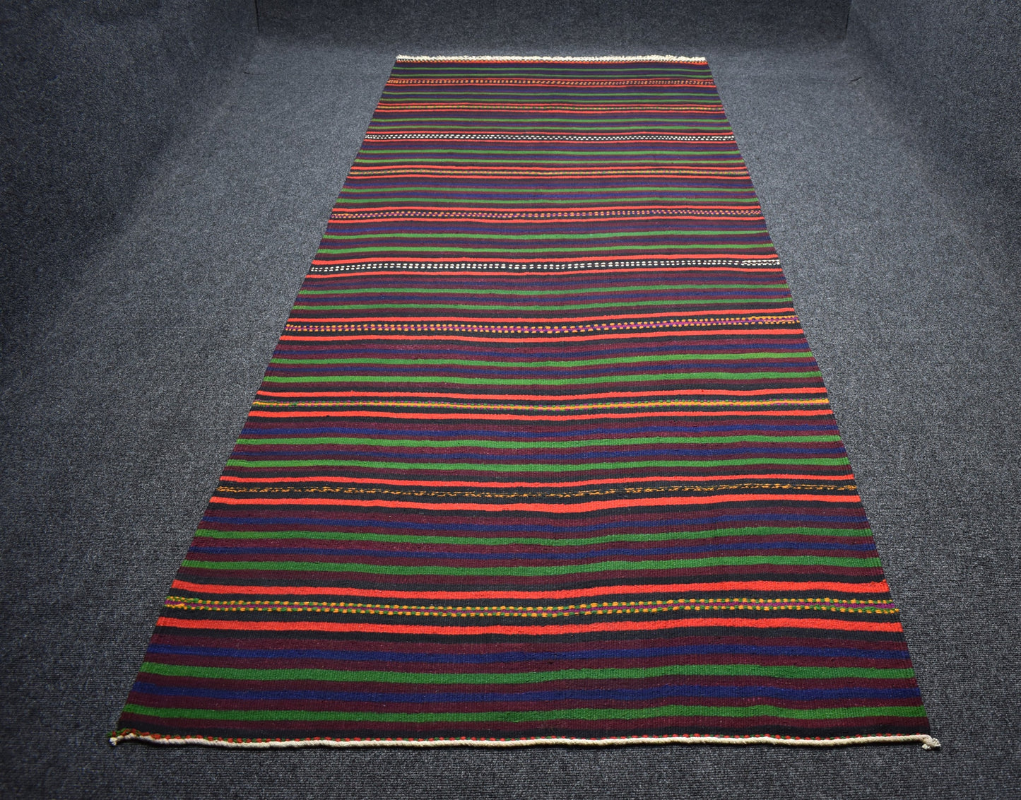 Yeni El Dokuması Yekpare Başyapıt Çubuklu Konya Karaman Yün Kilim 7418