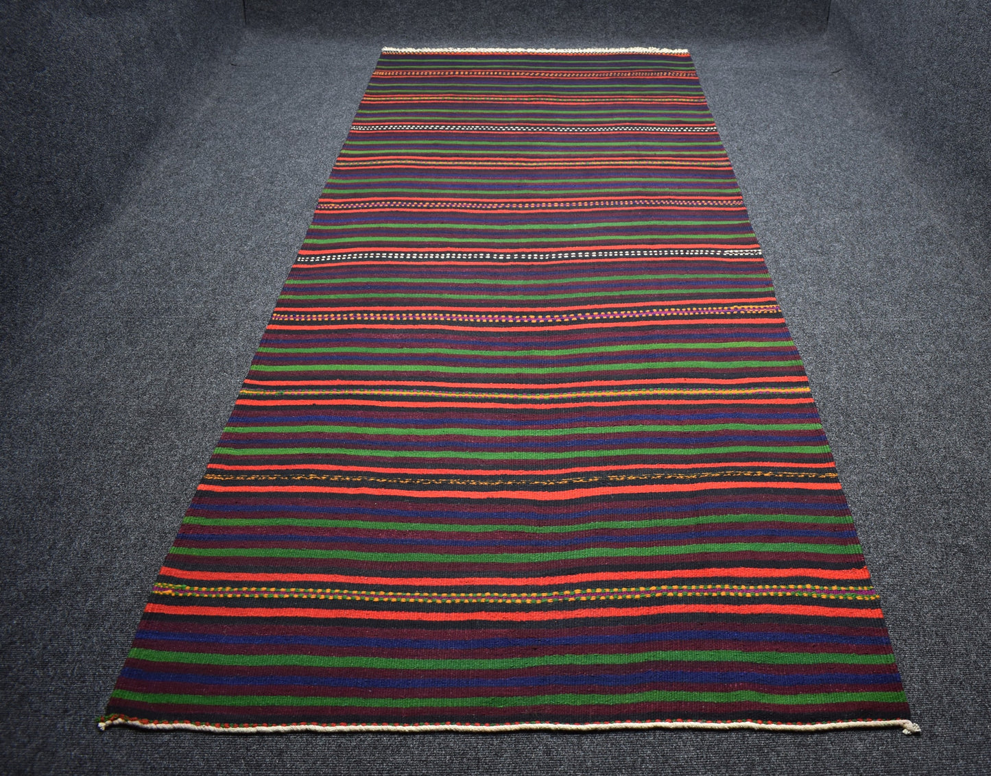 Yeni El Dokuması Yekpare Başyapıt Çubuklu Konya Karaman Yün Kilim 7418