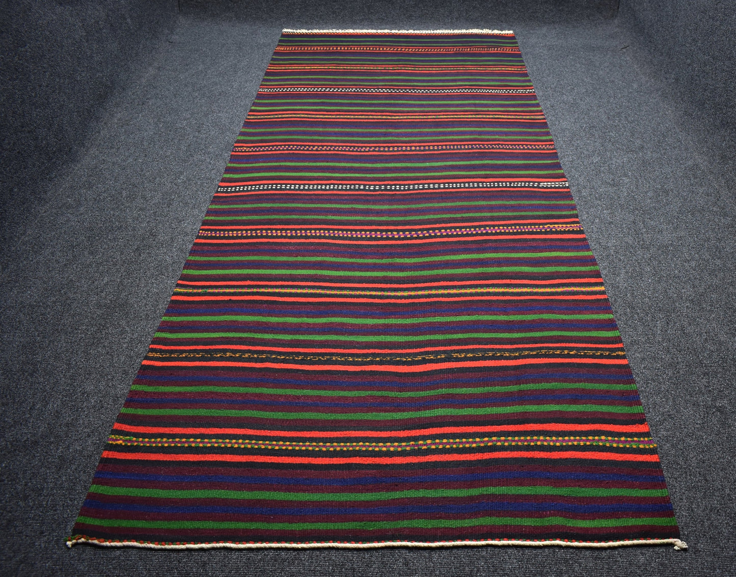 Yeni El Dokuması Yekpare Başyapıt Çubuklu Konya Karaman Yün Kilim 7418