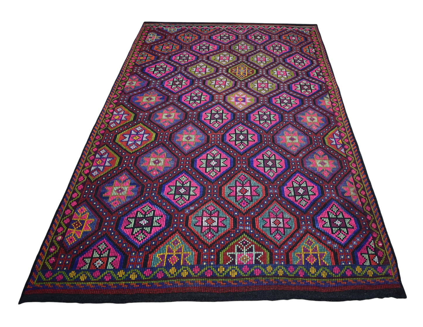 Yeni El Dokuması 6m2 Yekpare Otantik Çumra Yörük Yün Cecim Kilim 7422