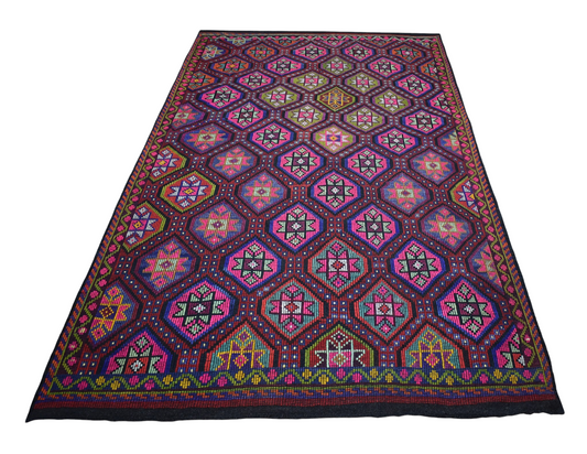 Yeni El Dokuması 6m2 Yekpare Otantik Çumra Yörük Yün Cecim Kilim 7422