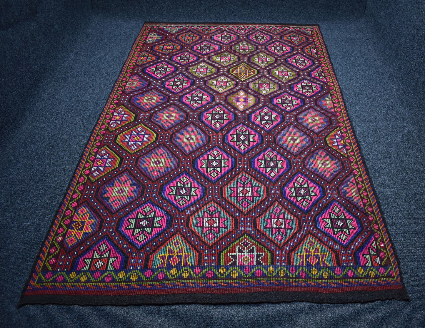 Yeni El Dokuması 6m2 Yekpare Otantik Çumra Yörük Yün Cecim Kilim 7422