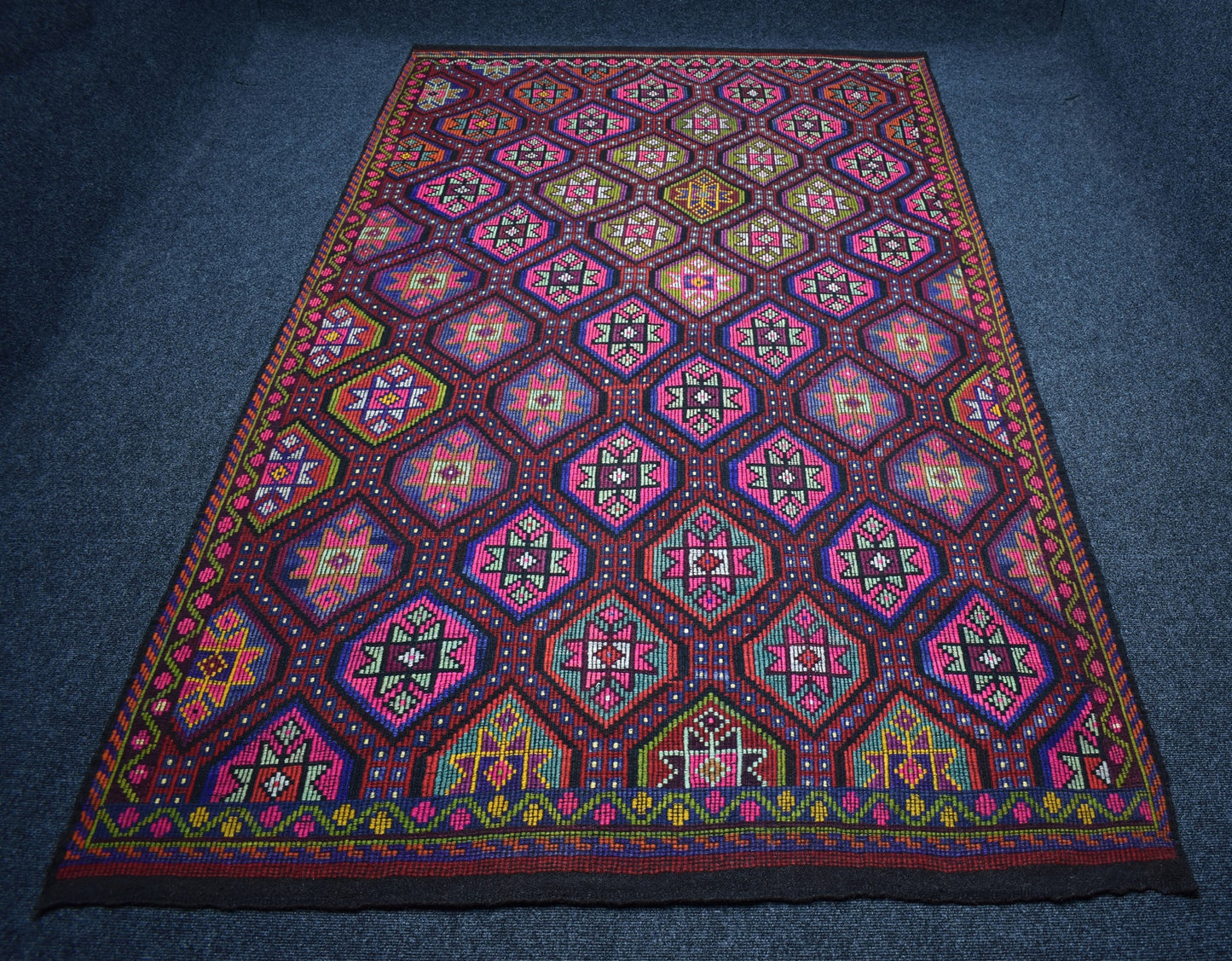 Yeni El Dokuması 6m2 Yekpare Otantik Çumra Yörük Yün Cecim Kilim 7422