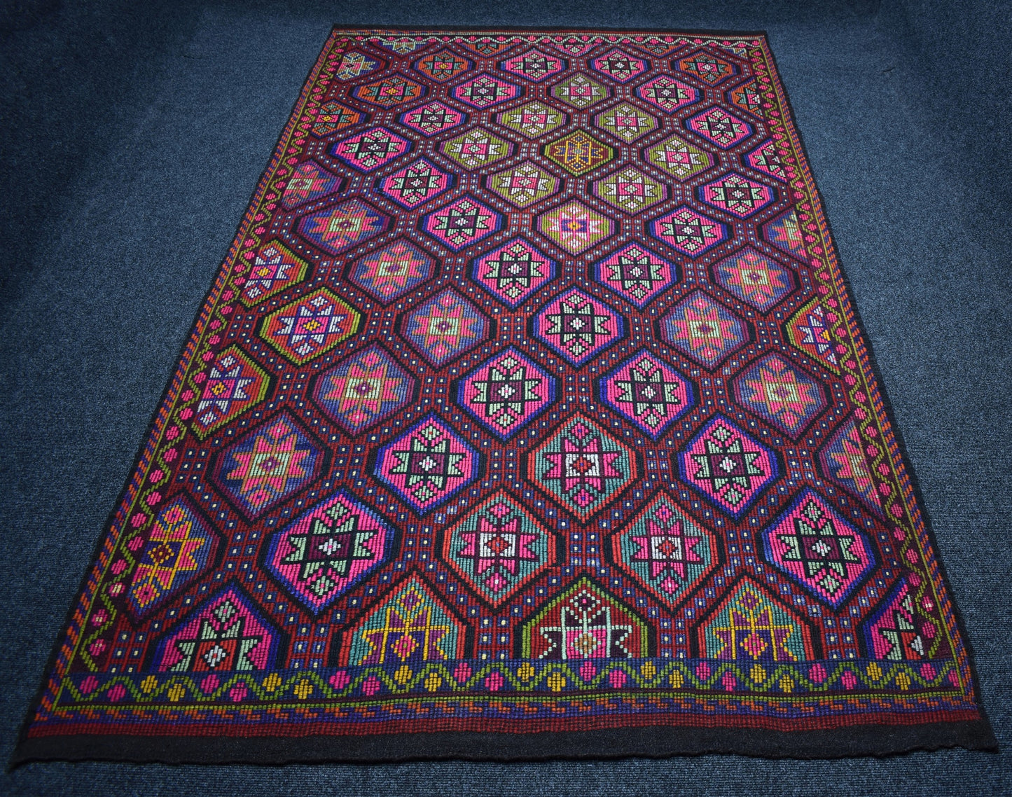 Yeni El Dokuması 6m2 Yekpare Otantik Çumra Yörük Yün Cecim Kilim 7422