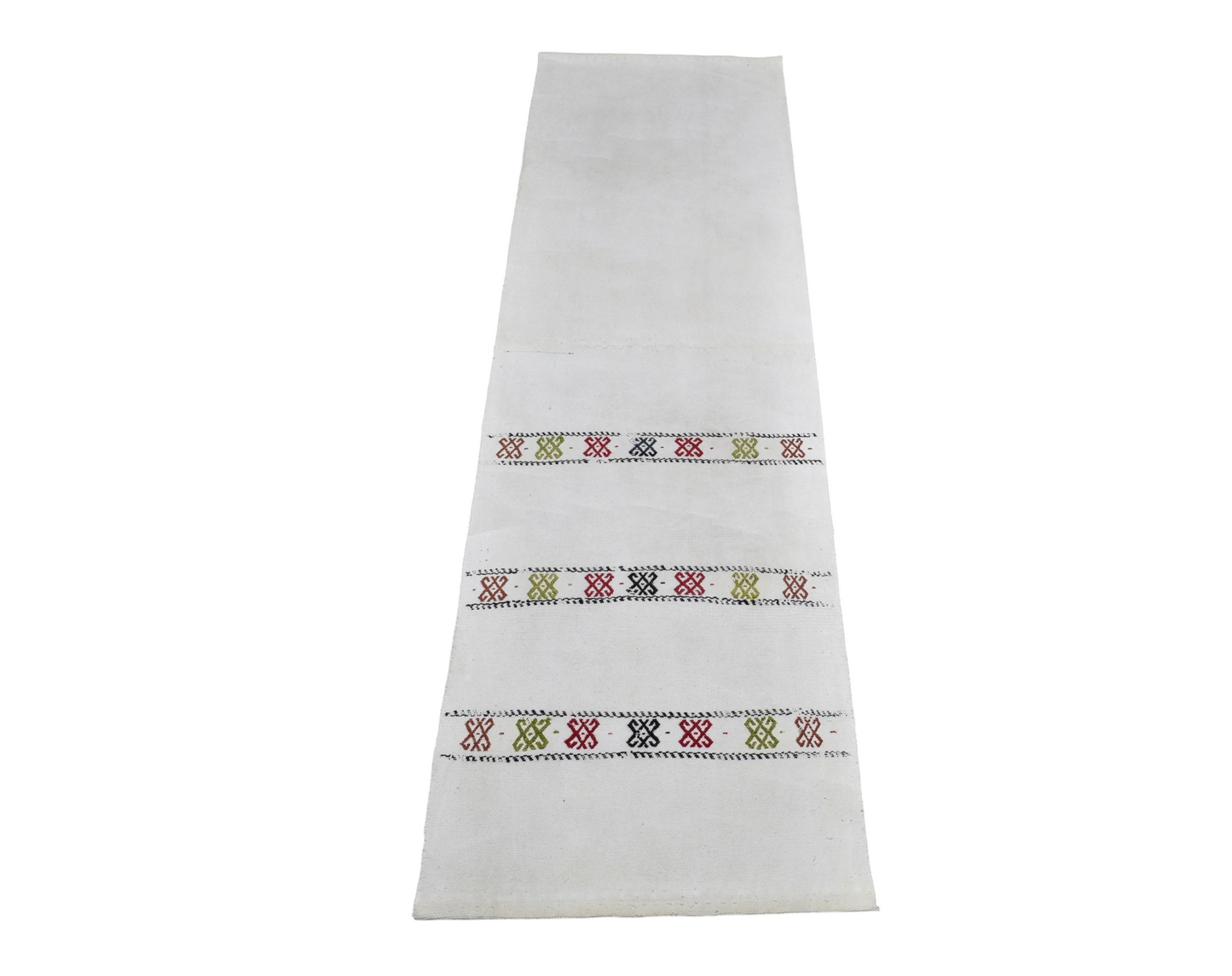 Yeni El Dokuma Emsalsiz Ak Pamuklu Yörük Yolluk Kilim 7432