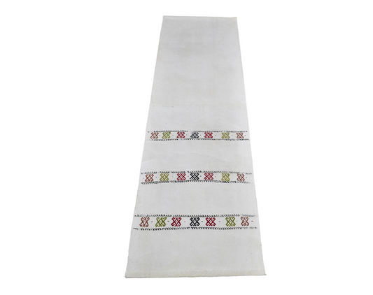Yeni El Dokuma Emsalsiz Ak Pamuklu Yörük Yolluk Kilim 7432