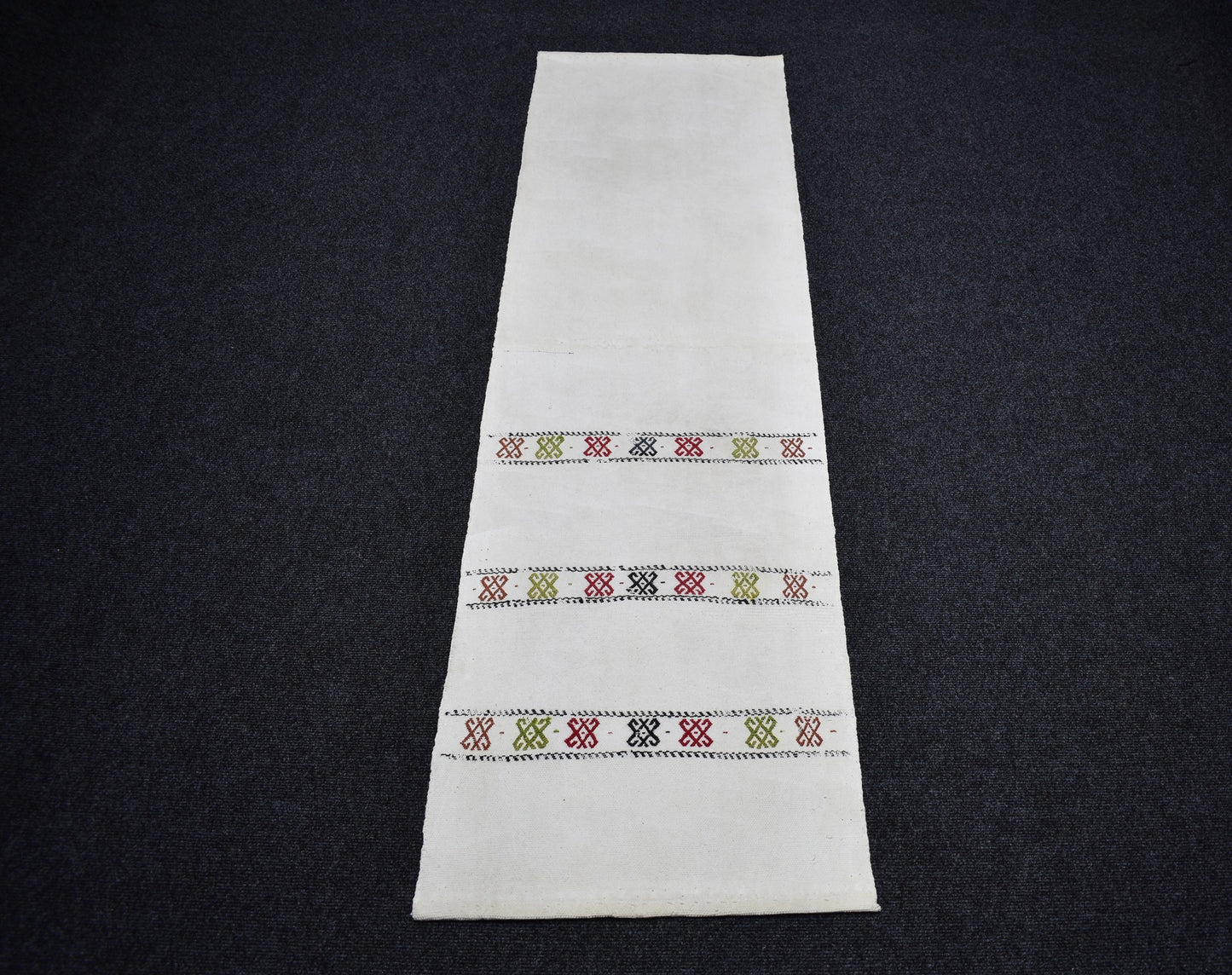 Yeni El Dokuma Emsalsiz Ak Pamuklu Yörük Yolluk Kilim 7432