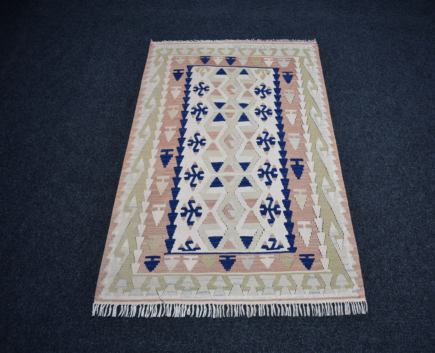 Vintage El Dokuma Nadir Pastel Pınarbaşı Kayseri Yün Kilim 7435