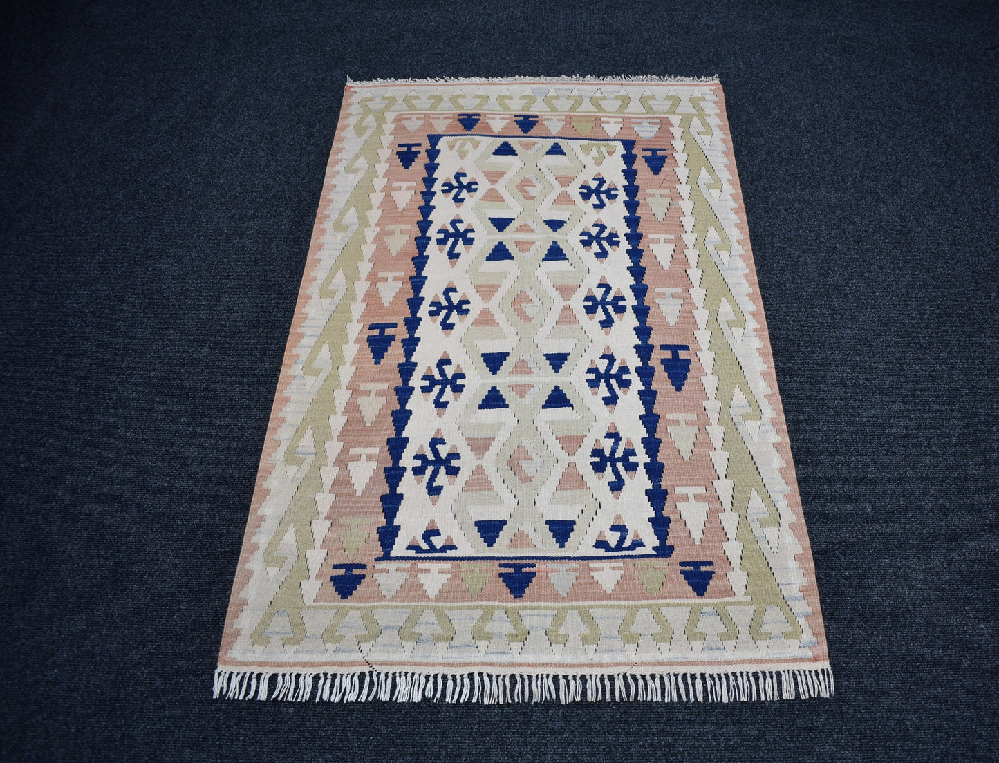 Vintage El Dokuma Nadir Pastel Pınarbaşı Kayseri Yün Kilim 7435