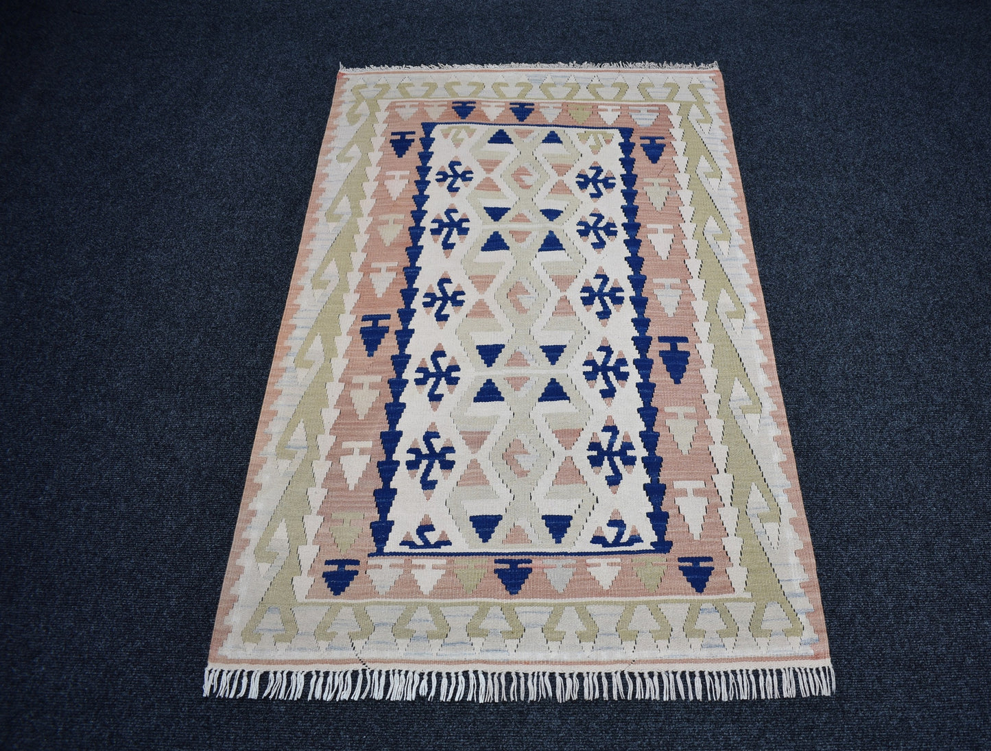 Vintage El Dokuma Nadir Pastel Pınarbaşı Kayseri Yün Kilim 7435