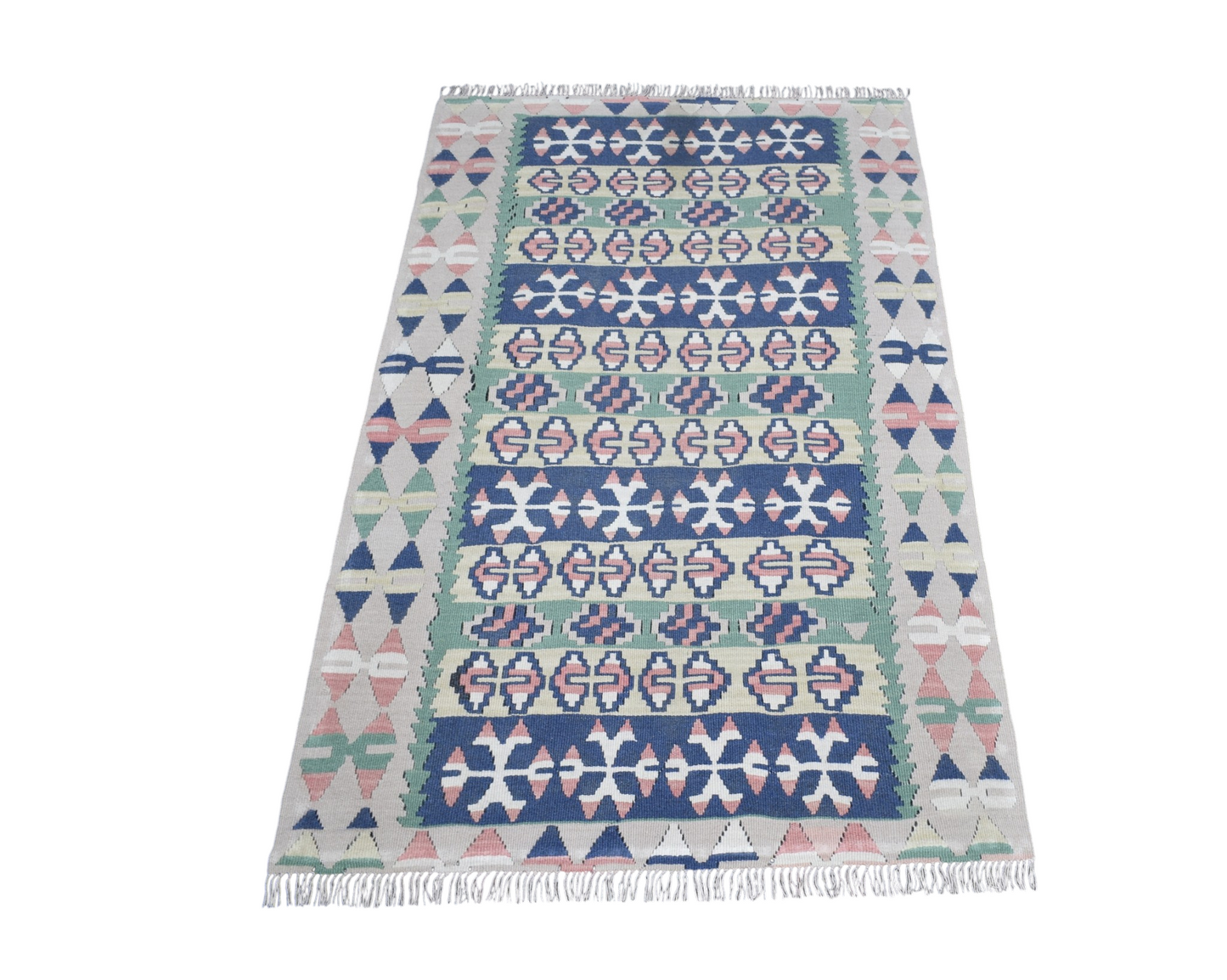 Vintage El Dokuma Nadir Pastel Pınarbaşı Kayseri Yün Kilim 7441