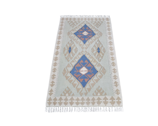 Vintage El Dokuma Nadir Pastel Sarız Kayseri Yün Kilim 7448