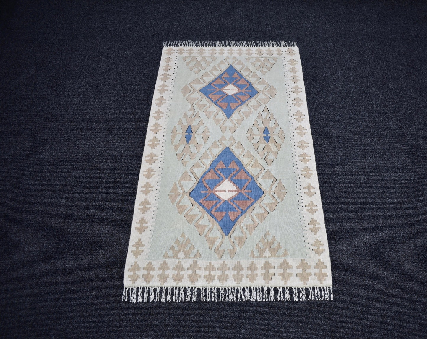 Vintage El Dokuma Nadir Pastel Sarız Kayseri Yün Kilim 7448