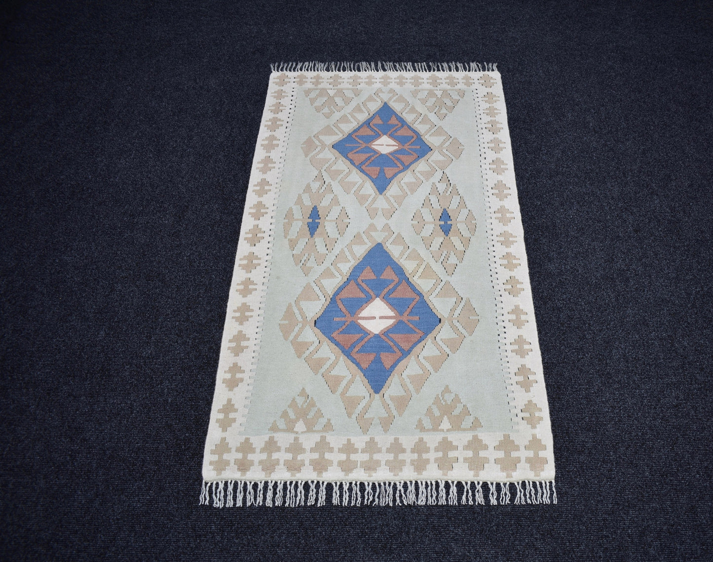 Vintage El Dokuma Nadir Pastel Sarız Kayseri Yün Kilim 7448