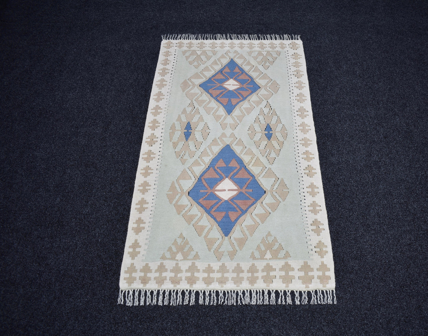 Vintage El Dokuma Nadir Pastel Sarız Kayseri Yün Kilim 7448