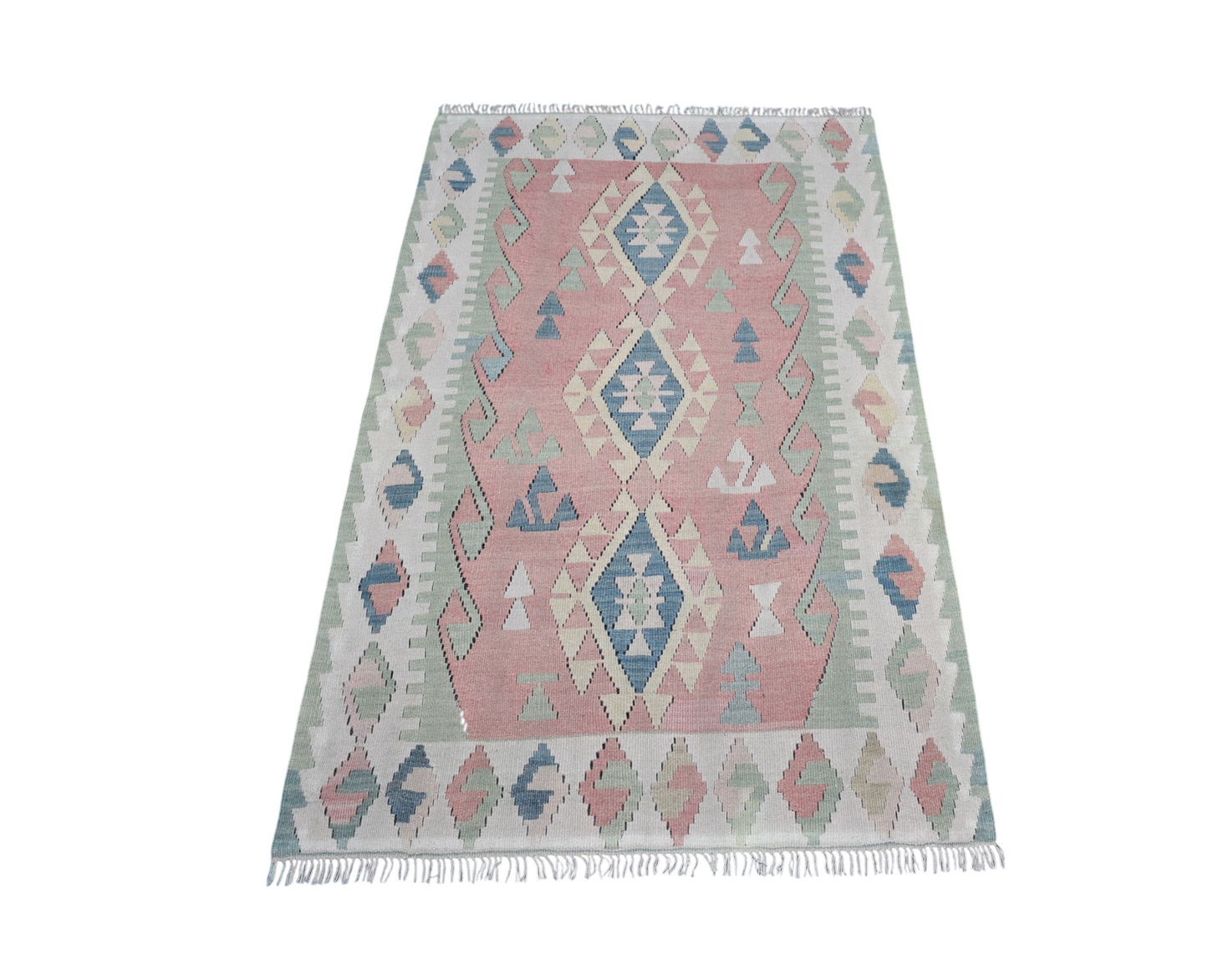 Vintage El Dokuma Nadir Pastel Pınarbaşı Kayseri Yün Kilim 7458