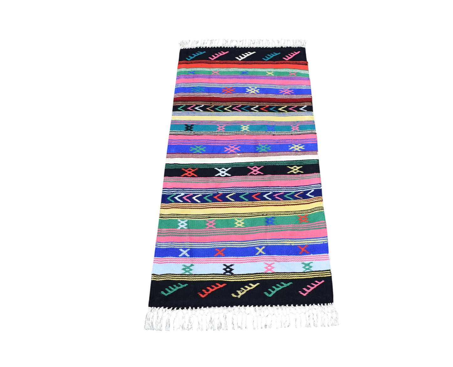 Yeni El Dokuma Rengarenk Bukleli Pamuklu Kilim 7459