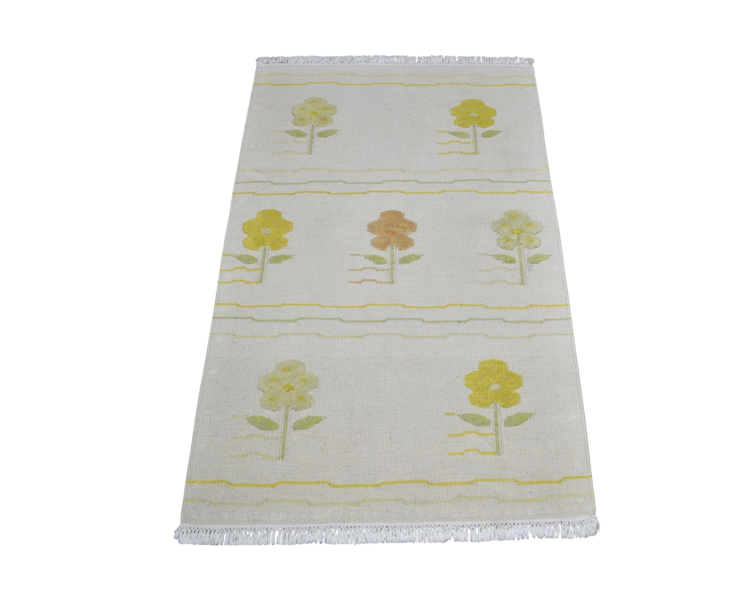 Yeni El Dokuma Nadir Modern Kabartmalı Çiçekli Yün Kilim 7466