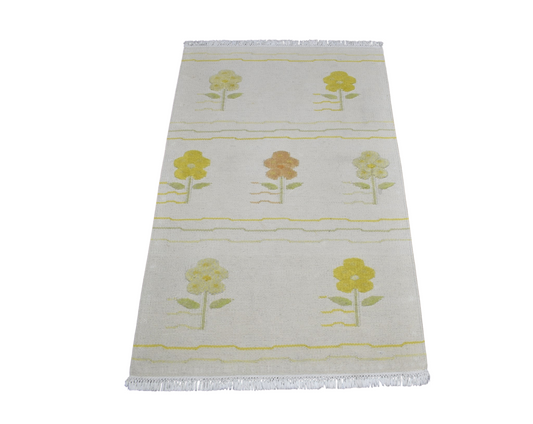 Yeni El Dokuma Nadir Modern Kabartmalı Çiçekli Yün Kilim 7466